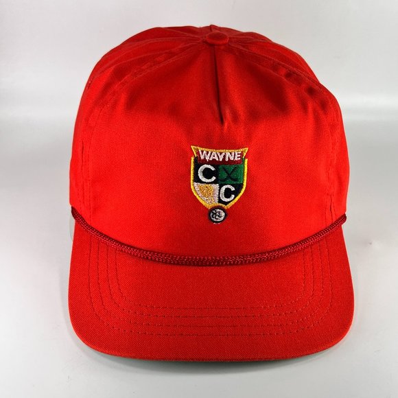 Vtg Wayne Country Club Golf NE Strap Back Cap Hat Red Rope Duckster Outdoor Mens - Picture 1 of 16